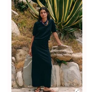 free-est Free People Isabella Black Short Sleeve Sweater Midi Skirt Set Size M